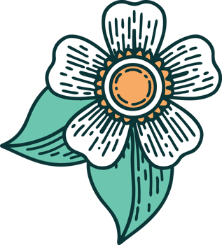 iconic tattoo style image of a flower png