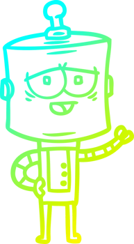cold gradient line drawing of a cartoon robot png