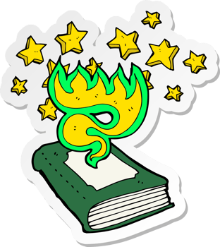 sticker of a cartoon magical spell book png
