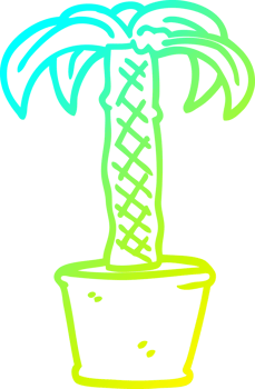 cold gradient line drawing of a cartoon potted plant png