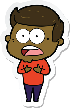 sticker of a cartoon shocked man png