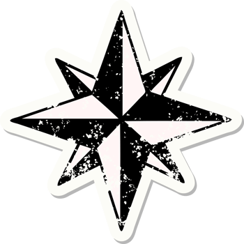 distressed sticker tattoo in traditional style of a star png