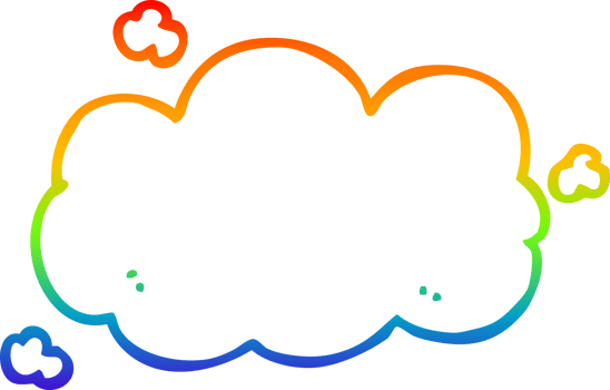 rainbow gradient line drawing of a cartoon cloud png