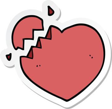 sticker of a cartoon broken heart png