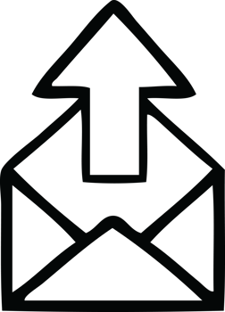 line drawing cartoon of a envelope with arrow png
