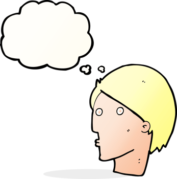 cartoon surprised face with thought bubble png