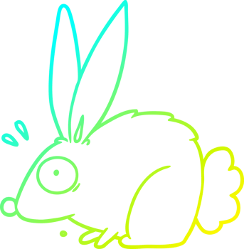 cold gradient line drawing of a cartoon frightened rabbit png