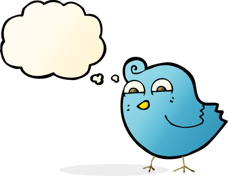 cartoon funny bird with thought bubble png