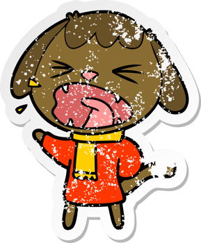 distressed sticker of a cute cartoon dog png