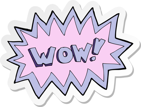 sticker of a cartoon wow explosion png