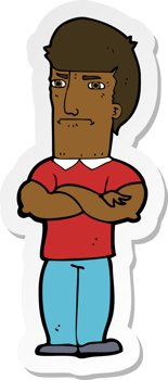 sticker of a cartoon annoyed man with folded arms png