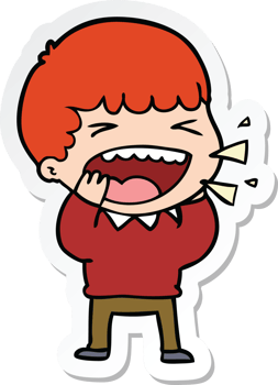 sticker of a cartoon laughing man png