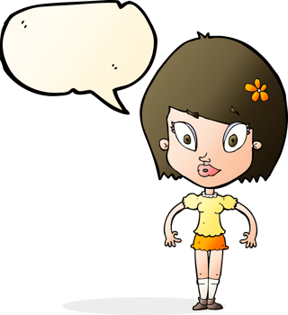 cartoon pretty woman with speech bubble png
