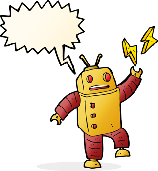 cartoon robot with speech bubble png