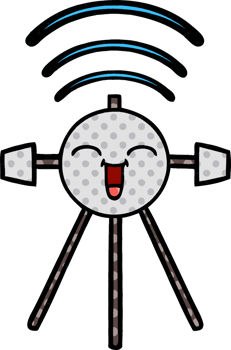 comic book style cartoon of a satellite png