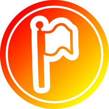 waving flag circular icon with warm gradient finish png