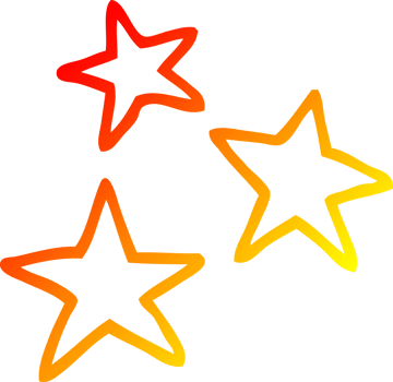 warm gradient line drawing of a cartoon star symbols png