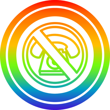 no cold calling circular icon with rainbow gradient finish png