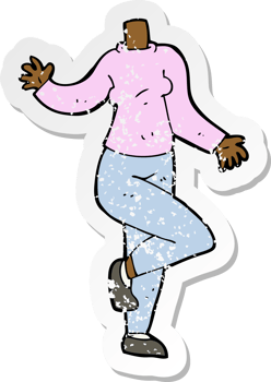retro distressed sticker of a cartoon body png