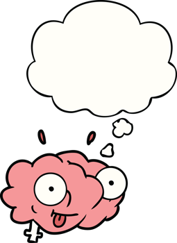 funny cartoon brain with thought bubble png
