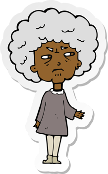 sticker of a cartoon old lady png