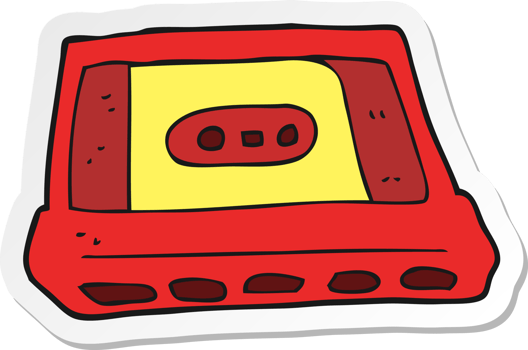 sticker of a cartoon cassette tape png