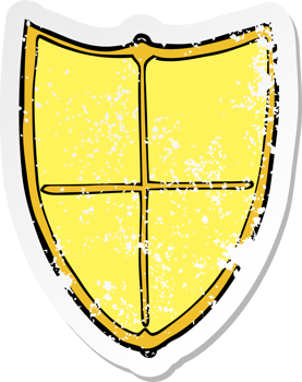 retro distressed sticker of a cartoon heraldic shield png