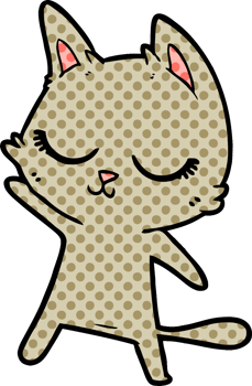 calm cartoon cat waving png
