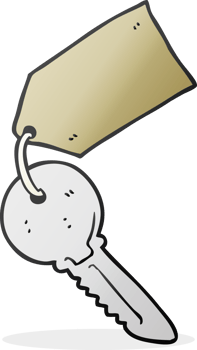 hand drawn cartoon key with tag png