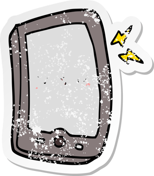 distressed sticker of a cute cartoon mobile phone png
