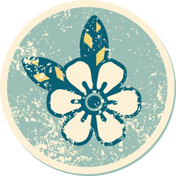 iconic distressed sticker tattoo style image of a flower png