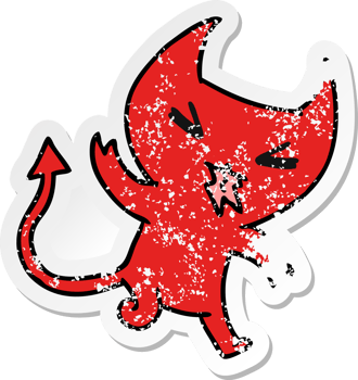 distressed sticker cartoon illustration of a kawaii cute demon png