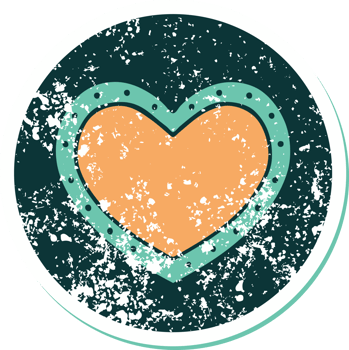 iconic distressed sticker tattoo style image of a heart png