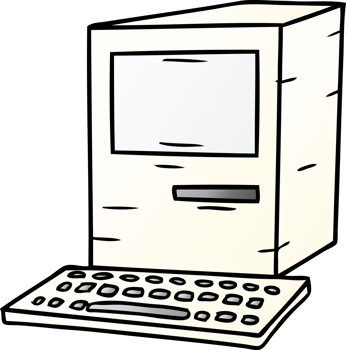 hand drawn gradient cartoon doodle of a computer and keyboard png