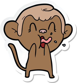 sticker of a crazy cartoon monkey png