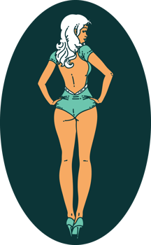 tattoo in traditional style of a pinup swimsuit girl png