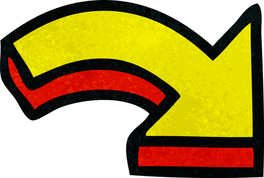 retro grunge texture cartoon of a directional arrow png