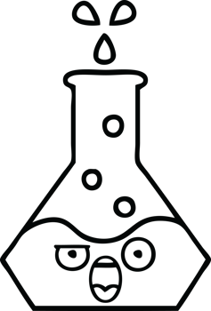 line drawing cartoon of a science beaker png