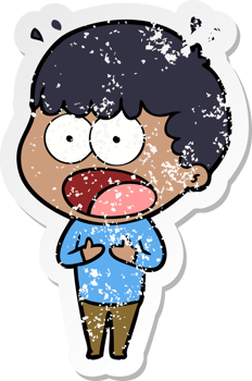 distressed sticker of a cartoon shocked man png