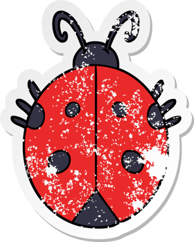 distressed sticker of a cartoon ladybug png