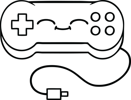 line drawing cartoon of a game controller png
