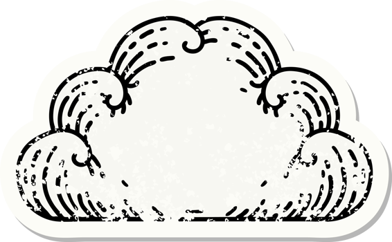 distressed sticker tattoo in traditional style of a cloud png