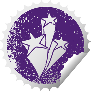 distressed circular peeling sticker quirky symbol stars png