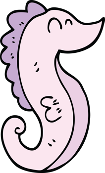 cartoon doodle sea horse png