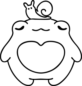 line doodle of a happy frog with a snail on its head png