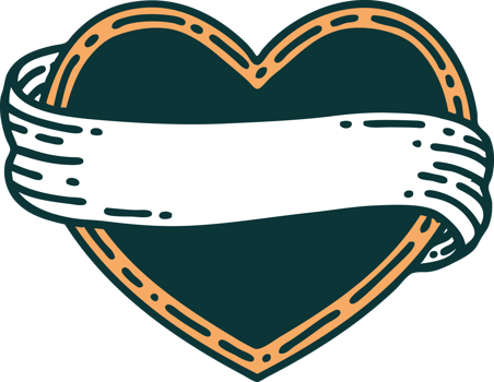 iconic tattoo style image of a heart and banner png