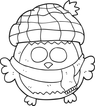 hand drawn black and white cartoon cute little owl png