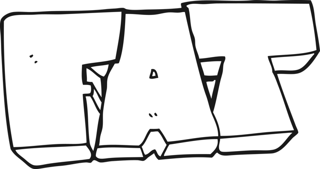 hand drawn black and white cartoon FAT symbol png