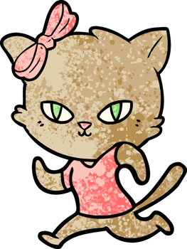 cute cartoon cat jogging png