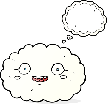happy cartoon cloud with thought bubble png